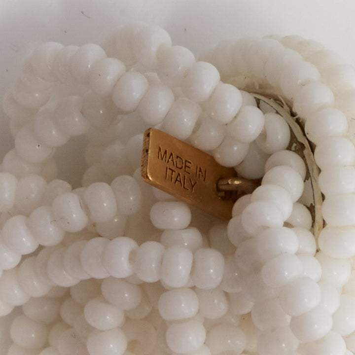 OLD CELINE Phoebe Philo white beaded tassel drop earrings Pair