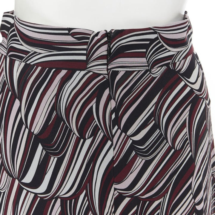 GIAMBATTISTA VALLI black red tropical pattern 100% silk midi skirt IT38 XS