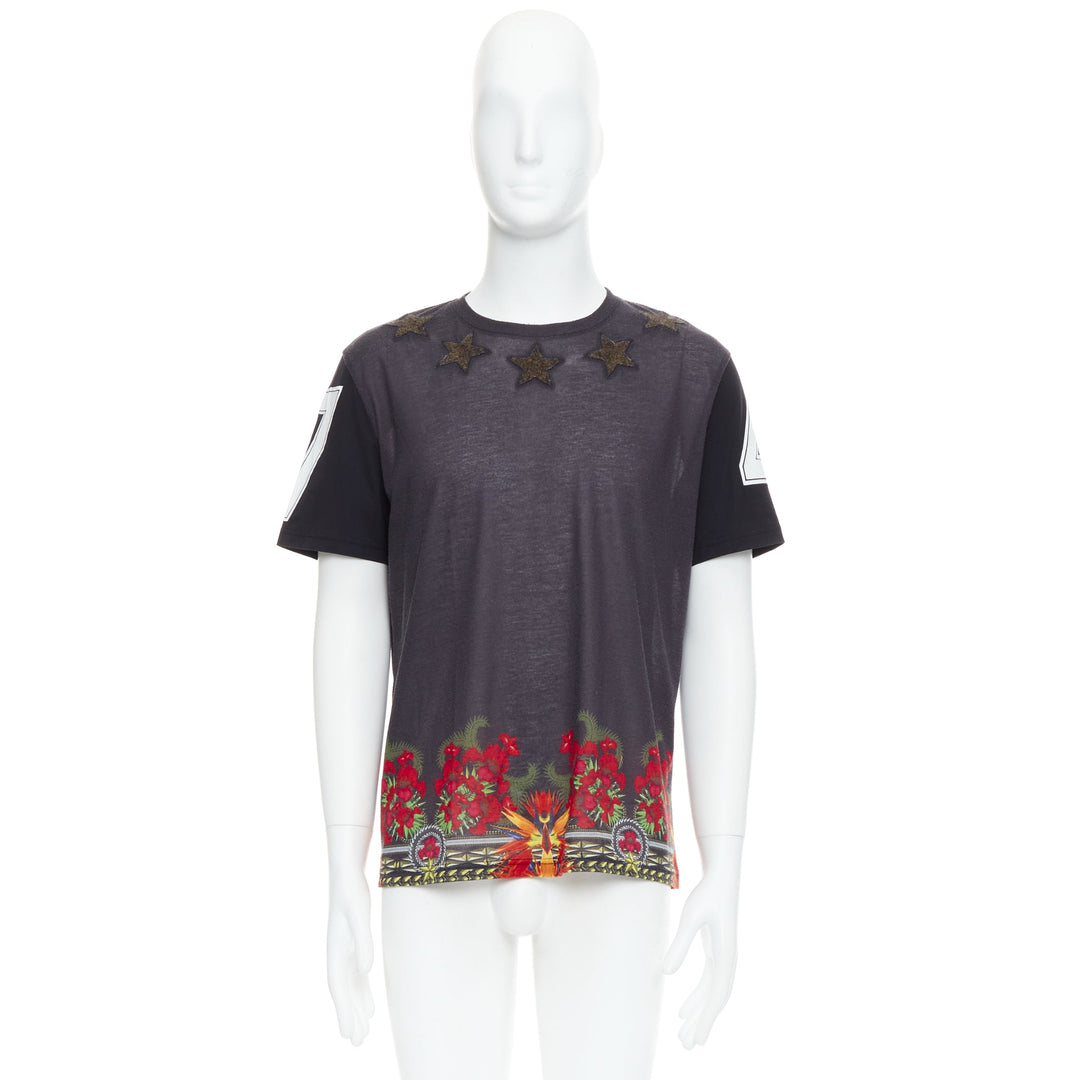 GIVENCHY 2013 Bird of Paradise star applique washed cotton tshirt M