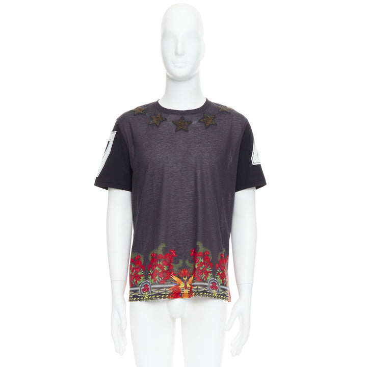GIVENCHY 2013 Bird of Paradise star applique washed cotton tshirt M