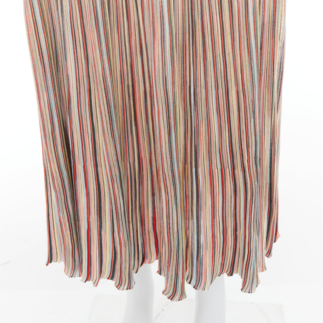 MISSONI multicolor cotton blend signature striped knit midi skirt IT42 M