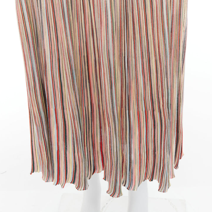 MISSONI multicolor cotton blend signature striped knit midi skirt IT42 M