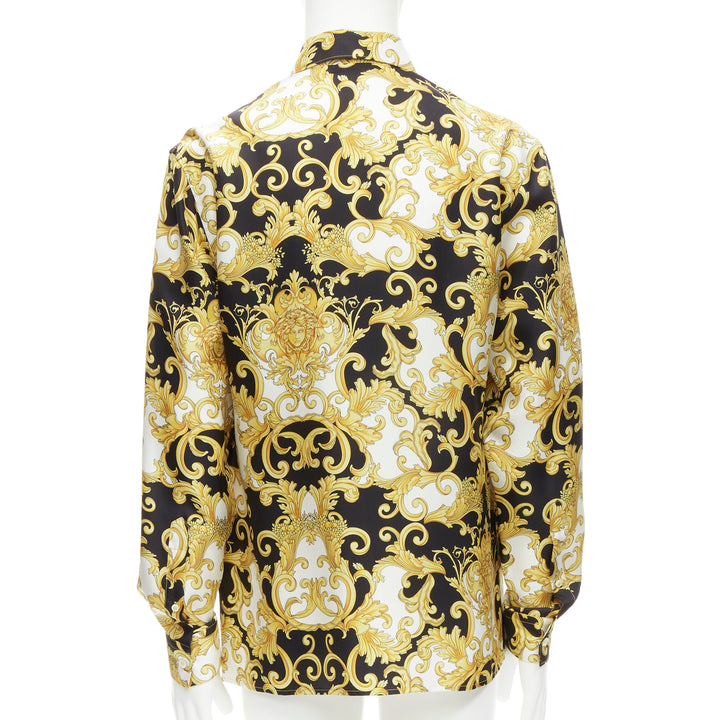 VERSACE 2022 Renaissance Barocco 100% silk gold signature shirt IT52 XL