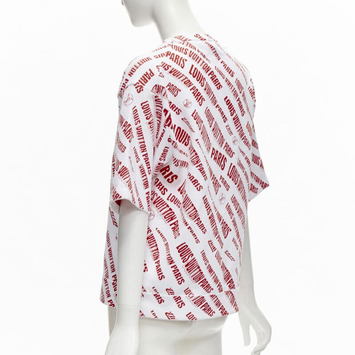 LOUIS VUITTON FORNASETTI 2021 Statue white red logo jacquard boxy knit top S