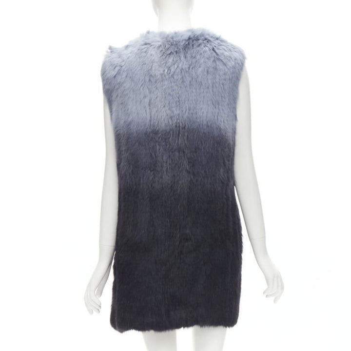 THEORY rabbit fur gradient blue fur vest jacket S