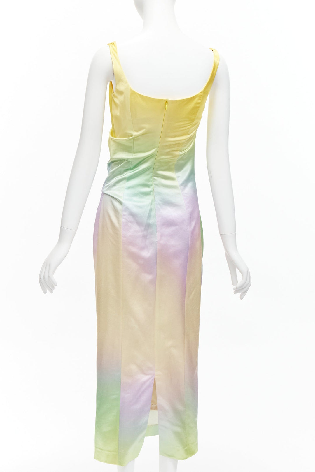 MERYLL ROGGE 2021 Runway pastel rainbow ombre rainbow draped side dress FR36 S
