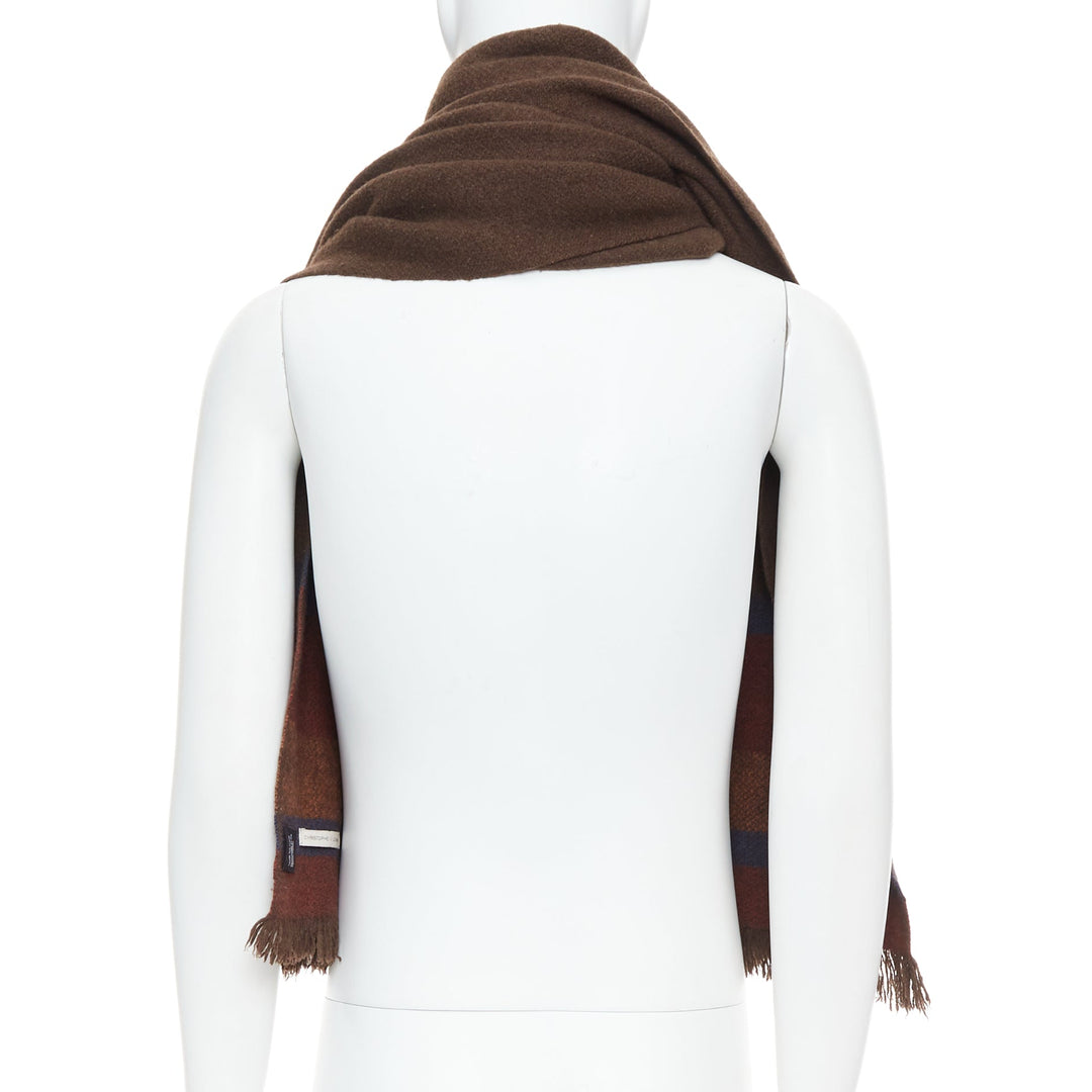 CHRISTOPHE LEMAIRE brown 100% yak wool Tibet handcrafted stripe scarf