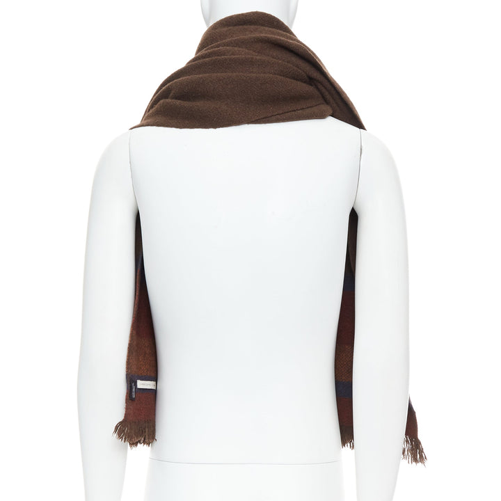 CHRISTOPHE LEMAIRE brown 100% yak wool Tibet handcrafted stripe scarf