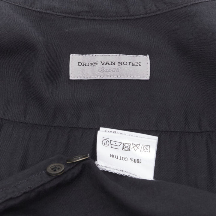 DRIES VAN NOTEN black washed cotton cargo pocket button front shirt FR36 XS