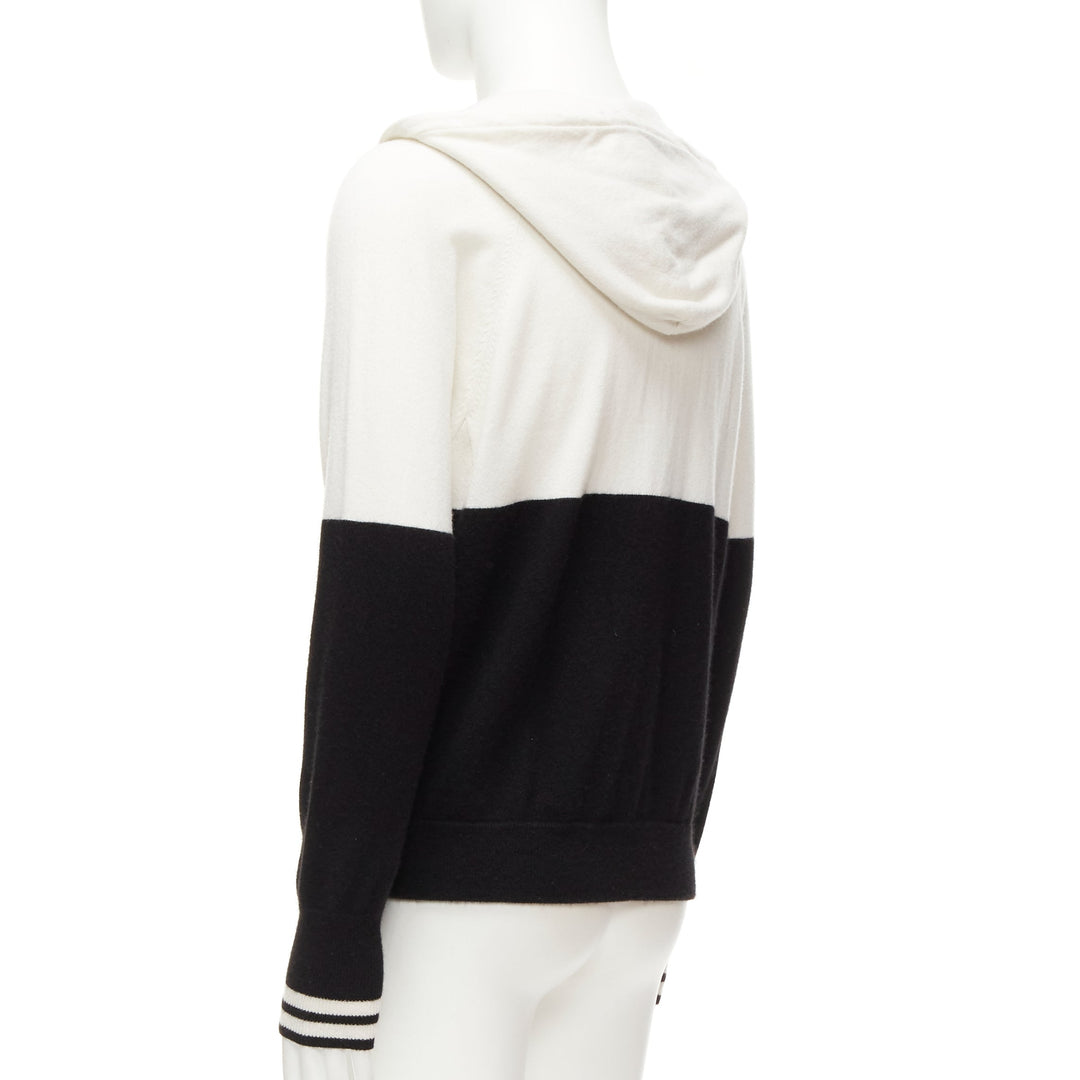 LORO PIANA Hiroshi Fujiwara 100% cashmere black white logo embroidery hoodie S