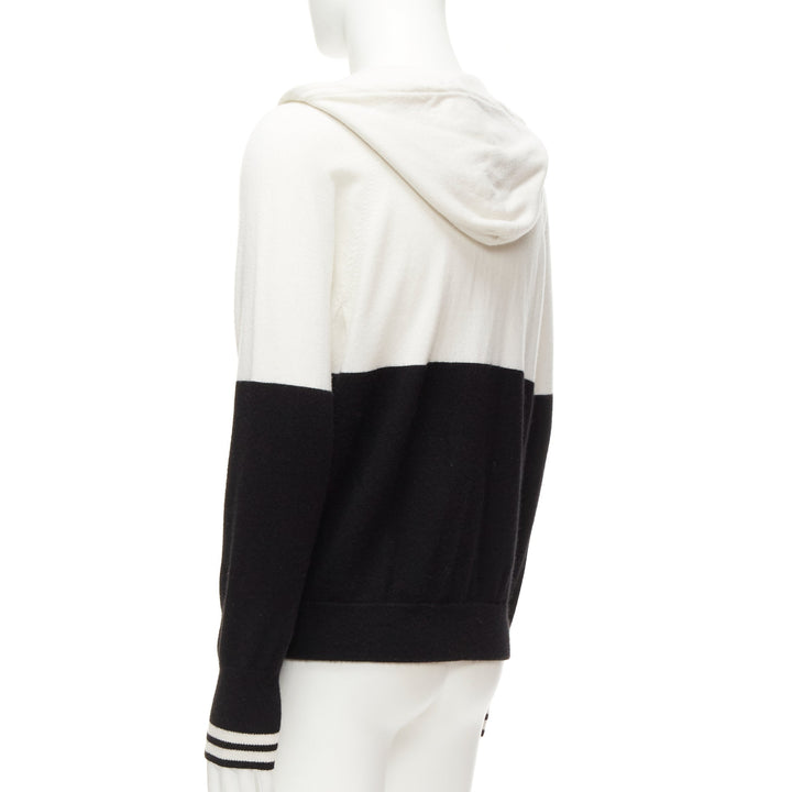 LORO PIANA Hiroshi Fujiwara 100% cashmere black white logo embroidery hoodie S