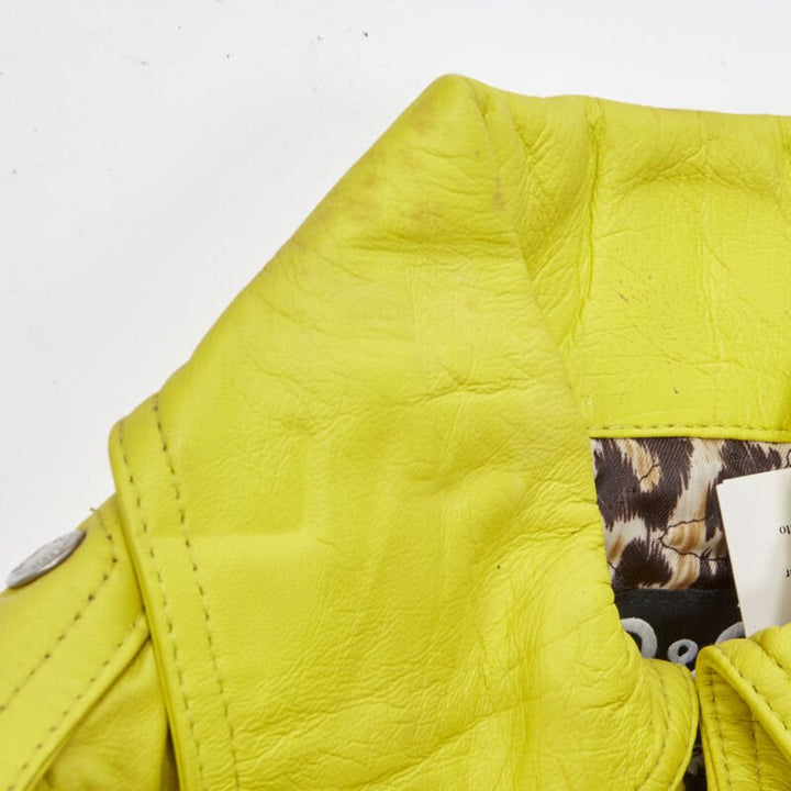 D&G DOLCE GABBANA Vintage 2001 yellow Modern Beauty rock leather biker IT38 XS