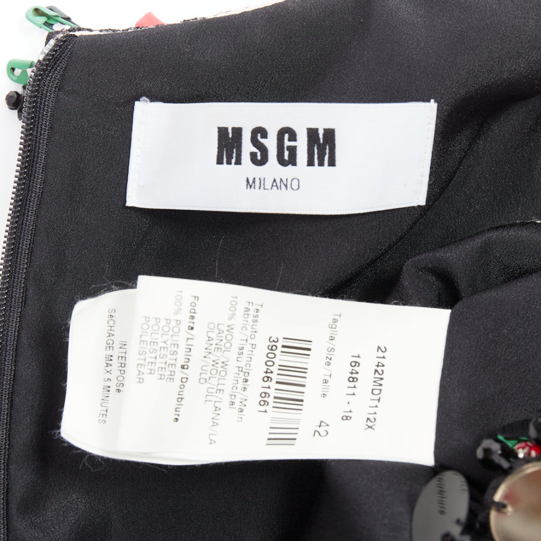 MSGM red nude floral embellished collar peplum vest top IT42 M