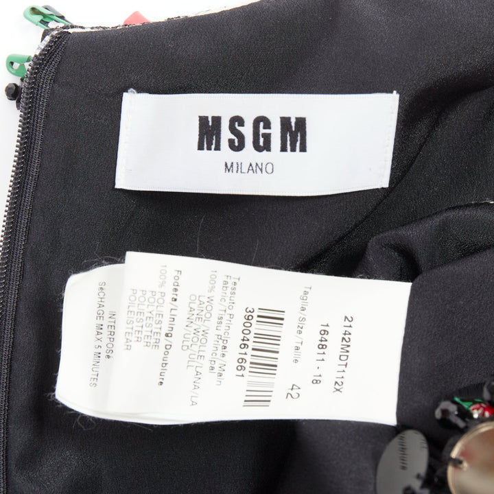 MSGM red nude floral embellished collar peplum vest top IT42 M
