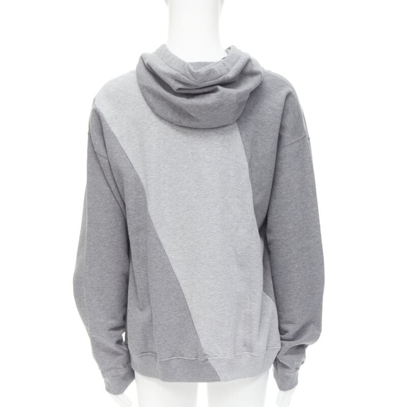 VERSACE Compilation deconstructed mixed logo cotton hoodie grey melange XS