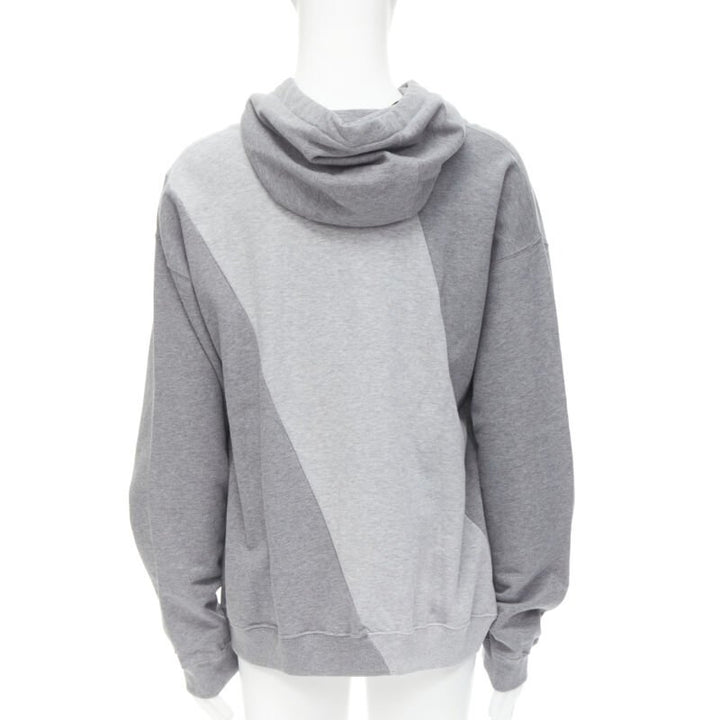 VERSACE Compilation deconstructed mixed logo cotton hoodie grey melange XS