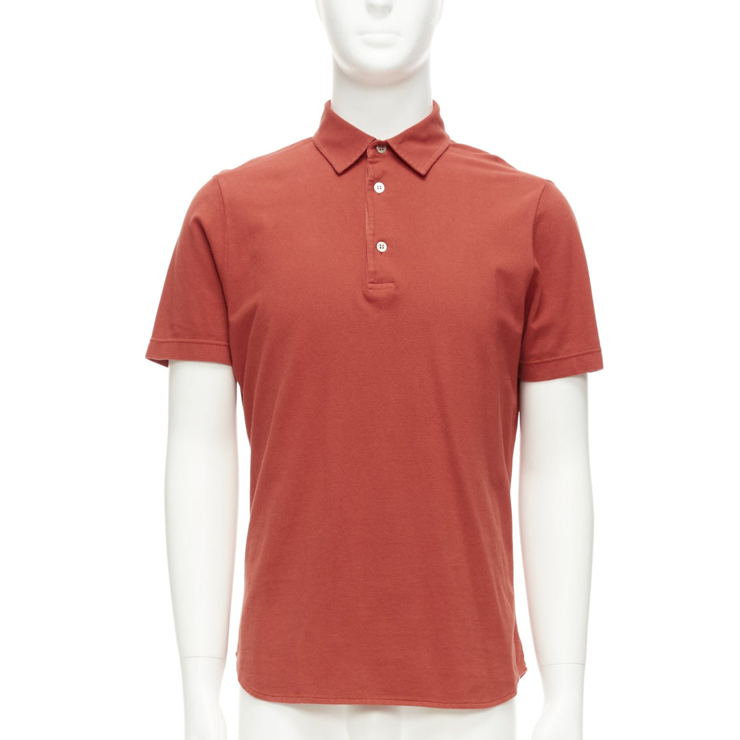 LORO PIANA 100% cotton brick red 3 buttons collared polo shirt S