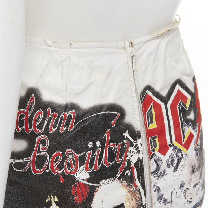 rare D&G DOLCE GABBANA 2001 Acid Rock rock lace up leather skirt IT38 XS