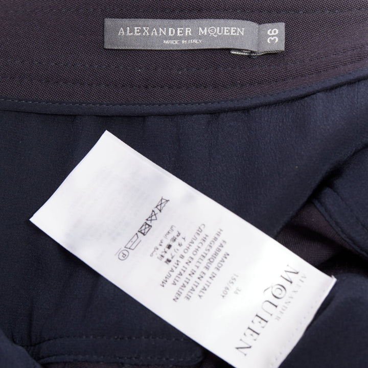 ALEXANDER MCQUEEN 2018 Cargo navy wool silk lined button side skorts IT36 XXS