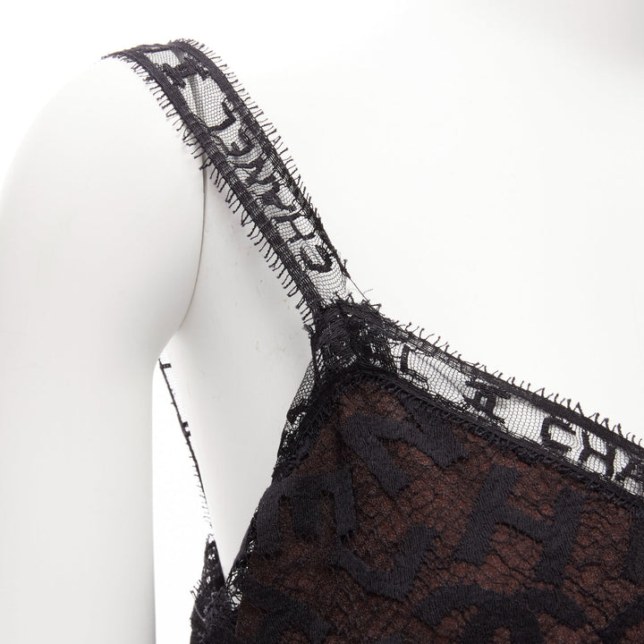 rare CHANEL 98A Karl Lagerfeld Runway Vintage black CC lace cami skirt FR40 L