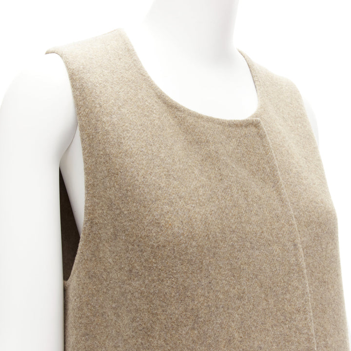 MARNI taupe brown virgin wool blend high low hem vest coat IT36 XS