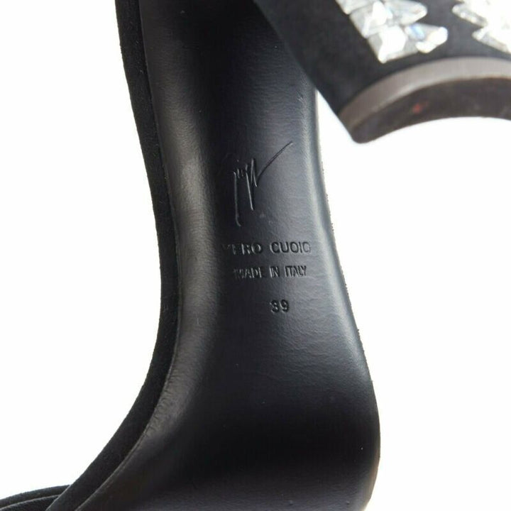 GIUSEPPE ZANOTTI 2017 black geometric crystal embellished sandal EU39