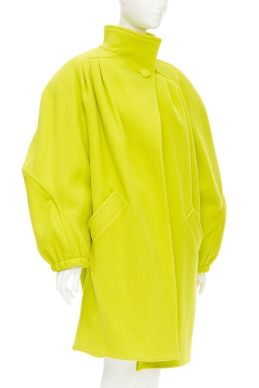 runway BALENCIAGA 2019 Runway yellow wool padded oversized cocoon coat FR34 XS