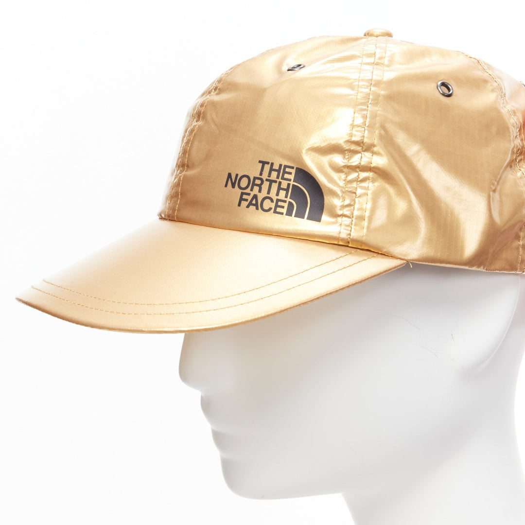 SUPREME The North Face metallic gold black logo 6 panel cap