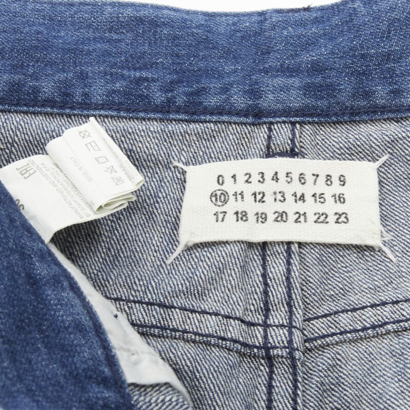 MAISON MARGEILA 2016 washed blue denim deconstructed patchwork cropped jeans 30"