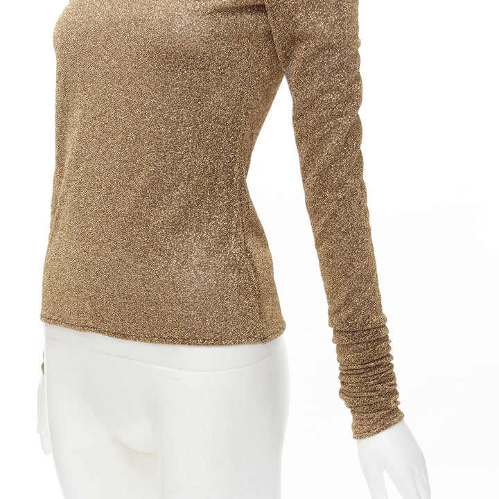 PHILOSOPHY LORENZO SERAFINI metallic gold silver lurex turtleneck skirt set S