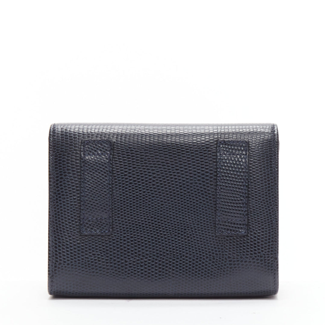 SALVATORE FERRAGAMO Vara Bow black scaled leather gold chain shoulder waist bag