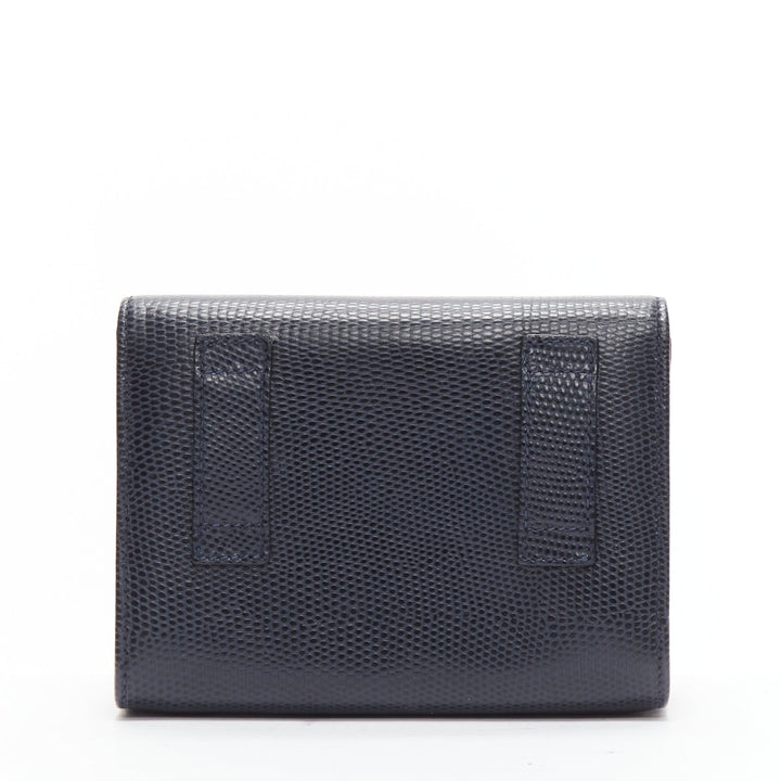 SALVATORE FERRAGAMO Vara Bow black scaled leather gold chain shoulder waist bag