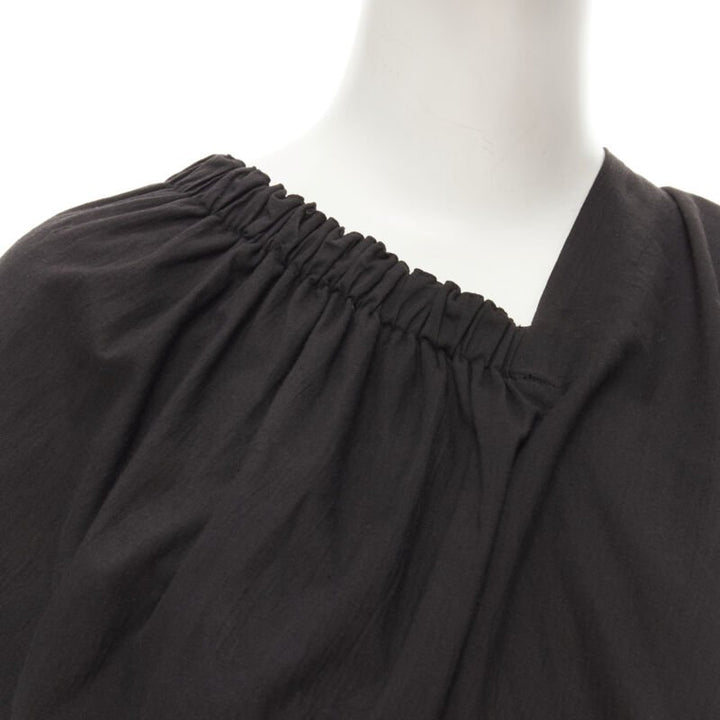 COMME DES GARCONS 1980's Vintage black washed asymmetric draped cocoon dress