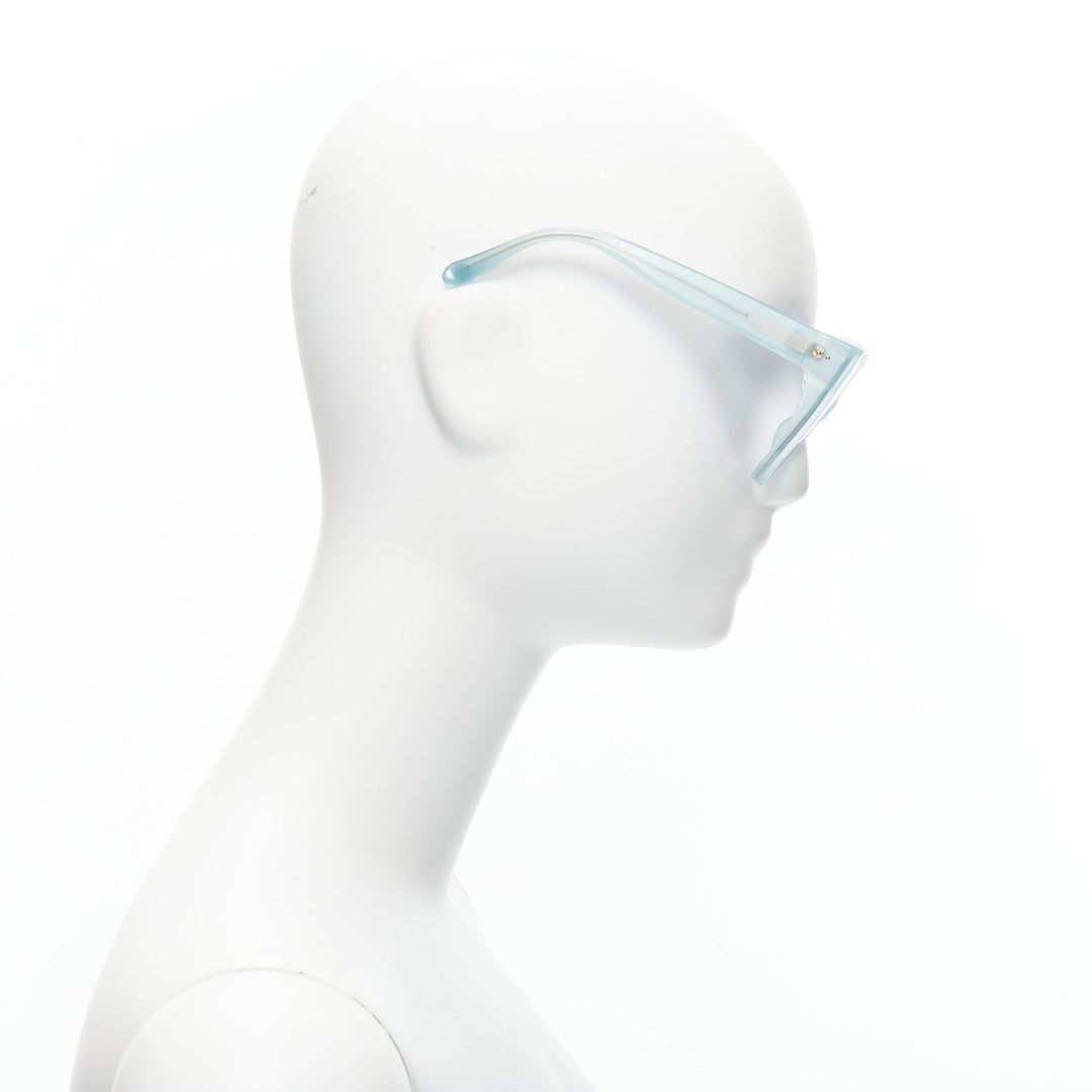 LINDA FARROW LFL656/9 blue acetate clear lens oversized sunglasses