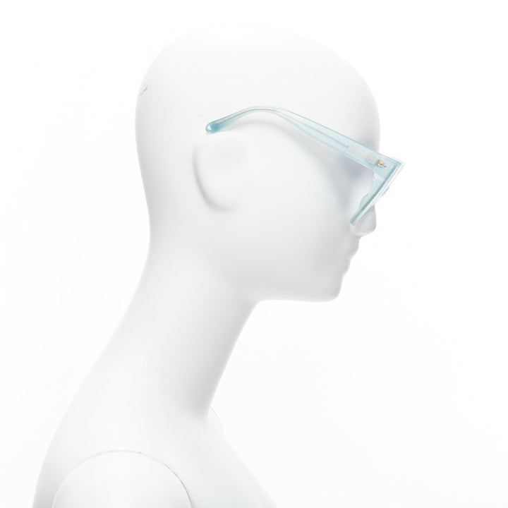 LINDA FARROW LFL656/9 blue acetate clear lens oversized sunglasses