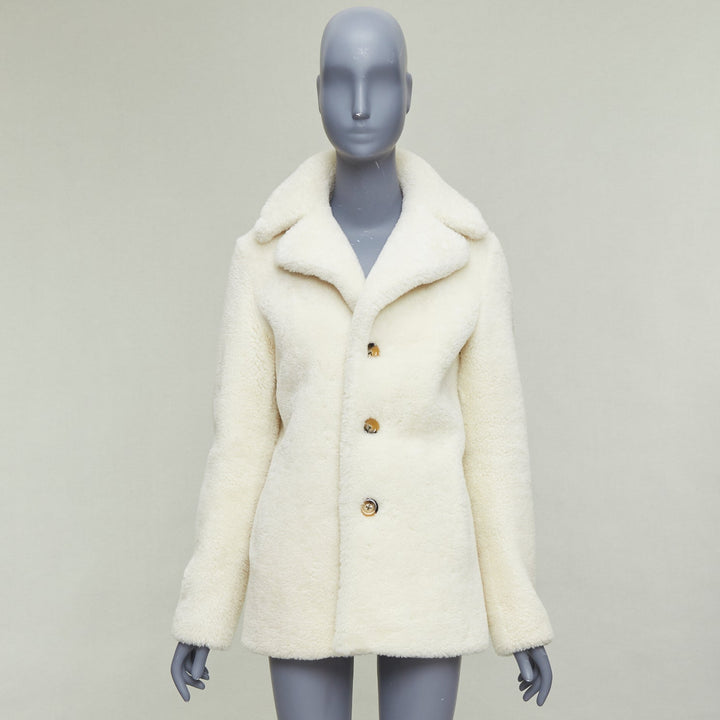 SAINT LAURENT 2017 off white sheepskin shearling teddy coat FR36 S