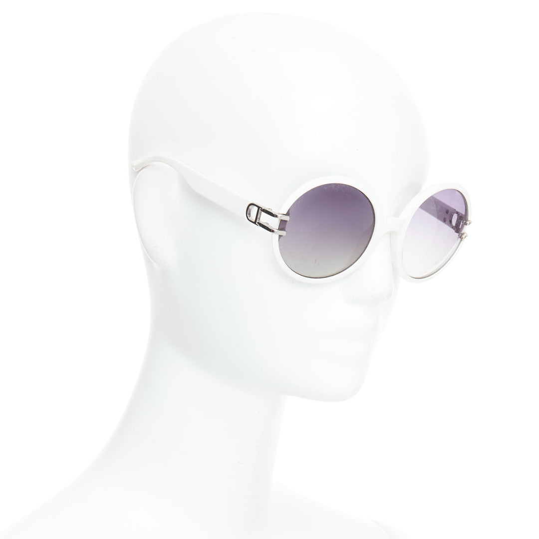 CHRISTIAN DIOR Josephine1 VK6VK white silver D logo oval sunglasses