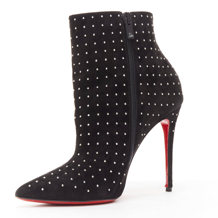 CHRISTIAN LOUBOUTIN So Kate Booty black suede micro stud embellished pointy EU36