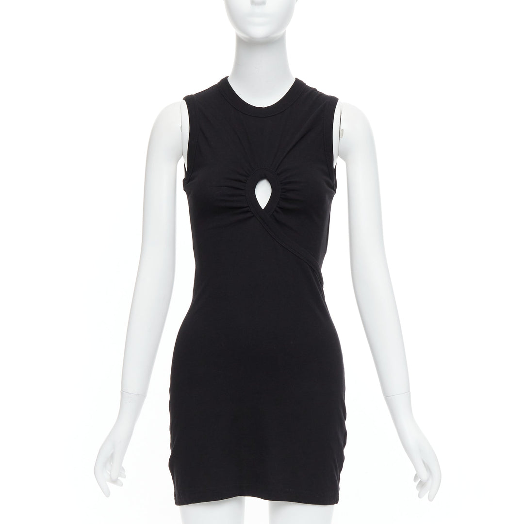 T ALEXANDER WANG black cotton chest cutout twist draped mini dress XS