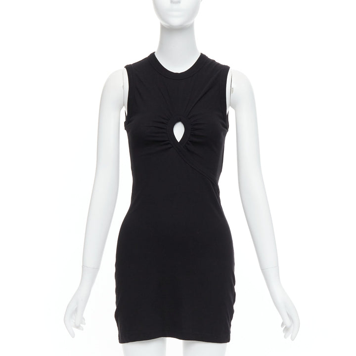 T ALEXANDER WANG black cotton chest cutout twist draped mini dress XS