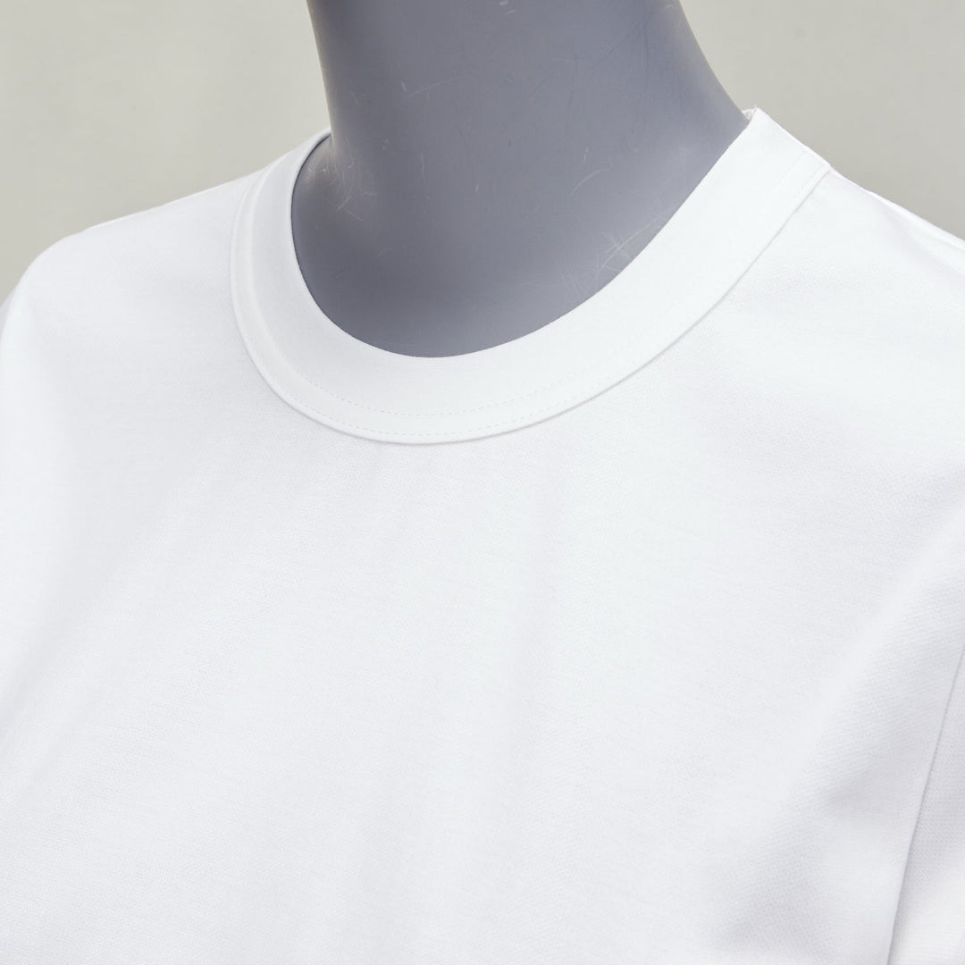 NOIR KEI NINOMIYA 2018 white cotton tulle overlay ruched sleeve tshirt XS