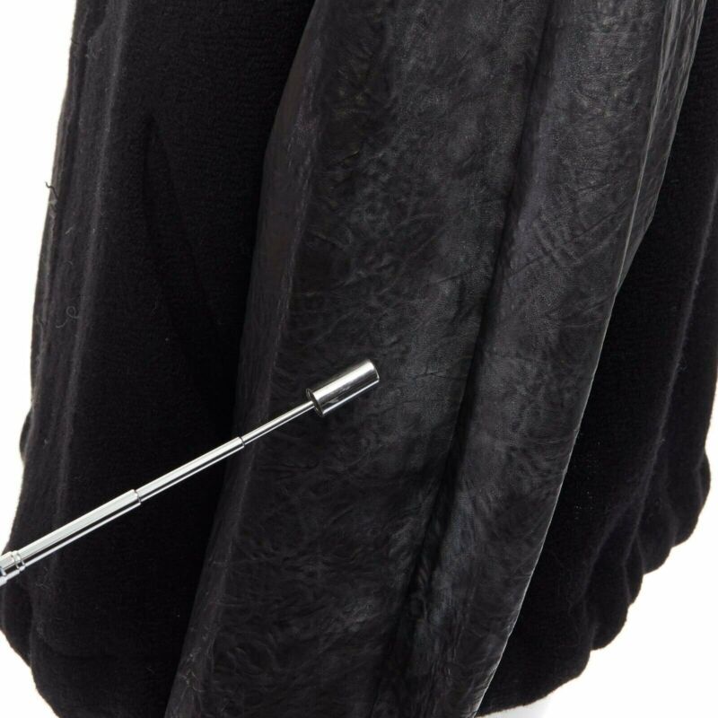 runway ISABEL MARANT Jeams leather sleeve wool zip up baseball bomber jacket S
