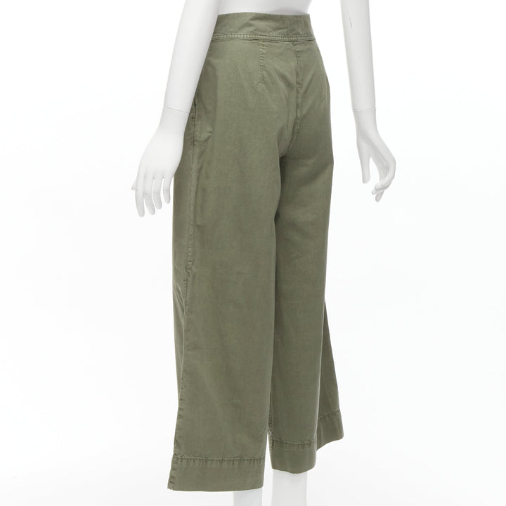 J.CREW COLLECTION 100% washed green cotton pleat front wide safari pants US0 XS