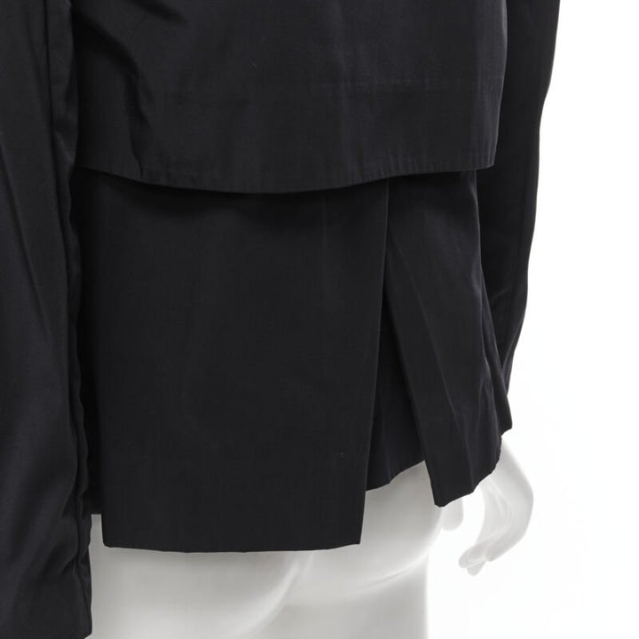 MARNI black polyester box dart layered back flared short trench coat IT38 XS