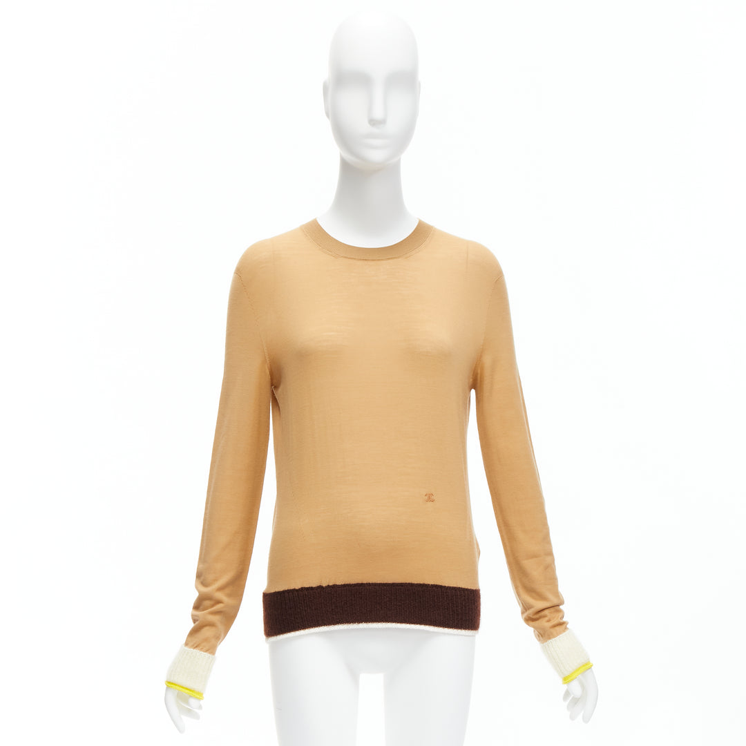 OLD CELINE Phoebe Philo 100% wool mohair Triomphe logo contrast cuff sweater XS