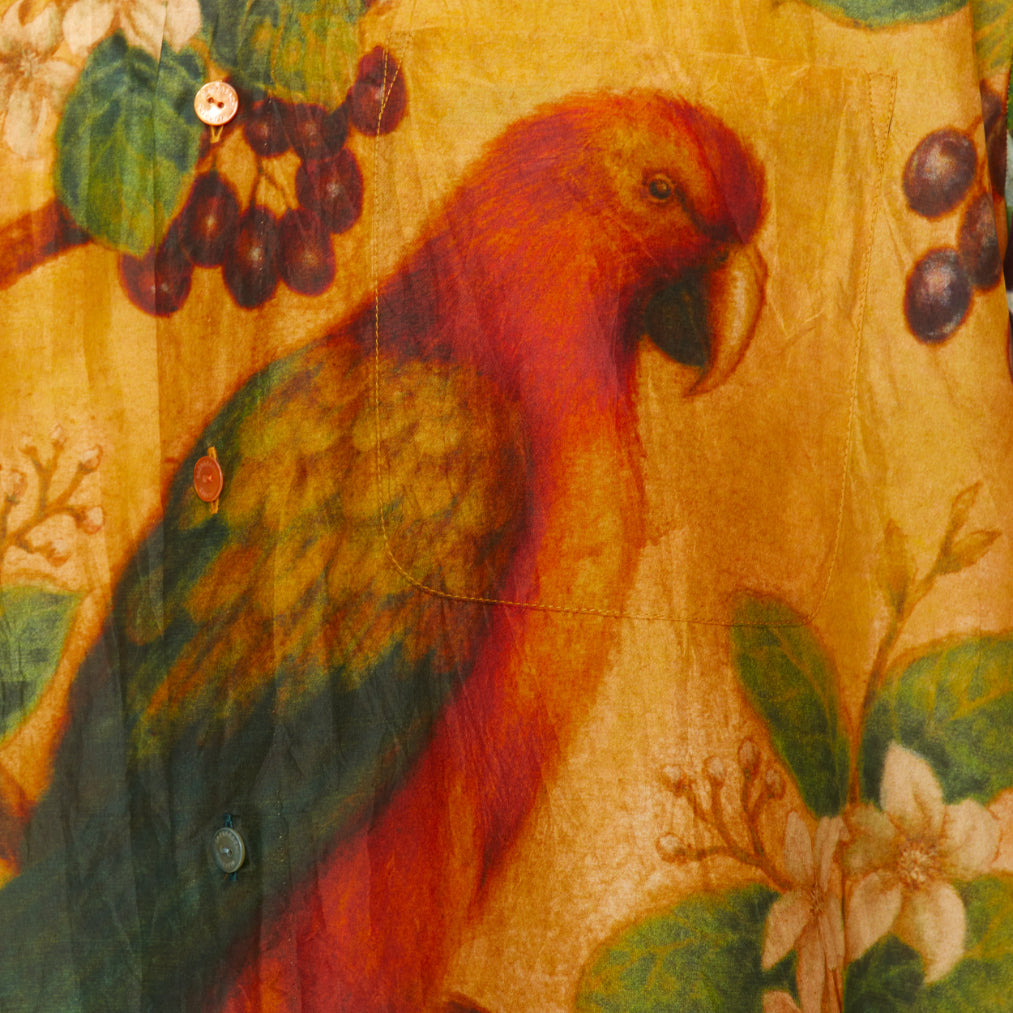 rare SABYASACHI 100% silk parrot bat mixed animal floral print shirt EU42 XL