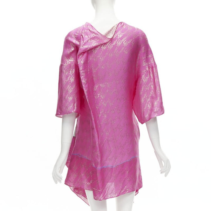 FENDI 2022 Runway Antonio Lopez metallic pink logo jacquard dress IT36 XS