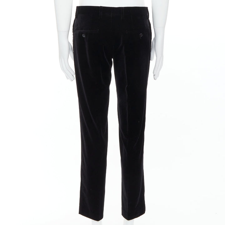 DOLCE GABBANA Martini Fit black cotton velvet blazer jacket pants suit IT48 M