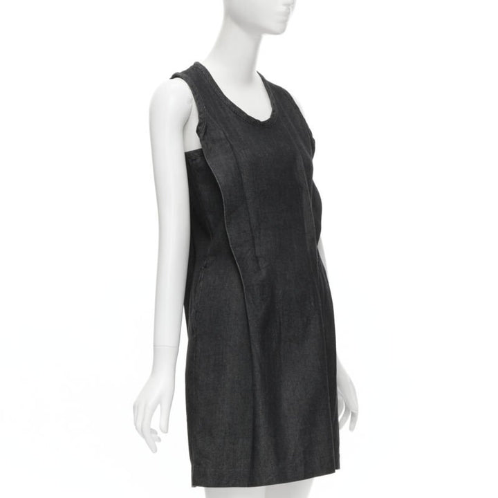 vintage COMME DES GARCONS 1991 dark indigo washed denim pinched seam dress S