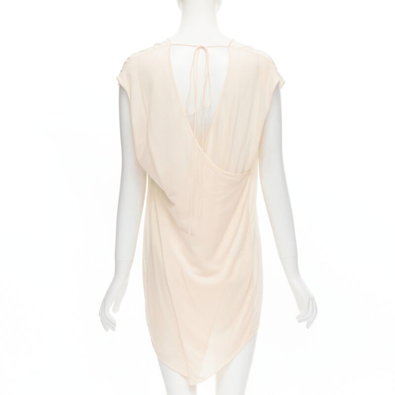 THE ROW ivory cream mixed silk modal knit wrap tie back tunic vest XS